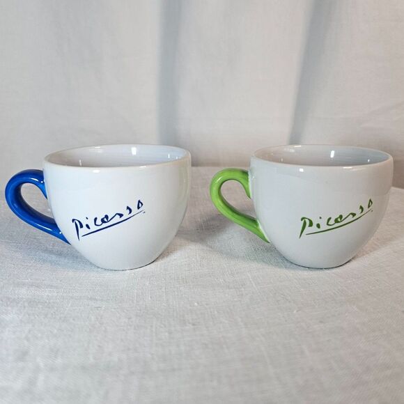Vintage Pablo Picasso Hands and Flowers 1958 Ceramic Espresso Cup x2 from 1998 - Picture 1 of 5